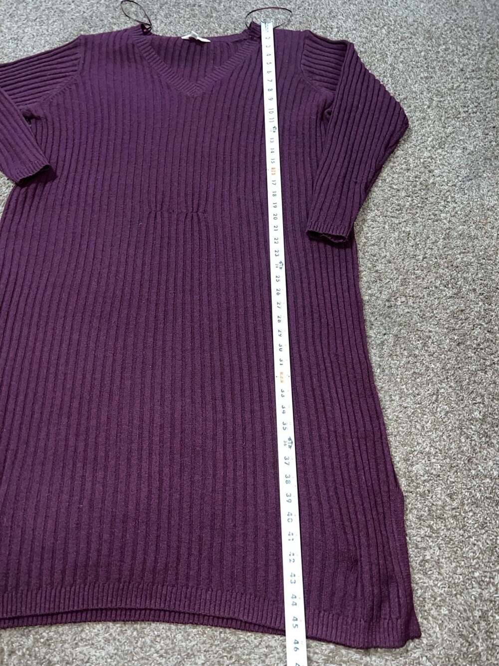 Terra & Sky Women's Purple Ribbed V-Neck Long Sleeve Sweater Dress Size 3X - Picture 2 of 4